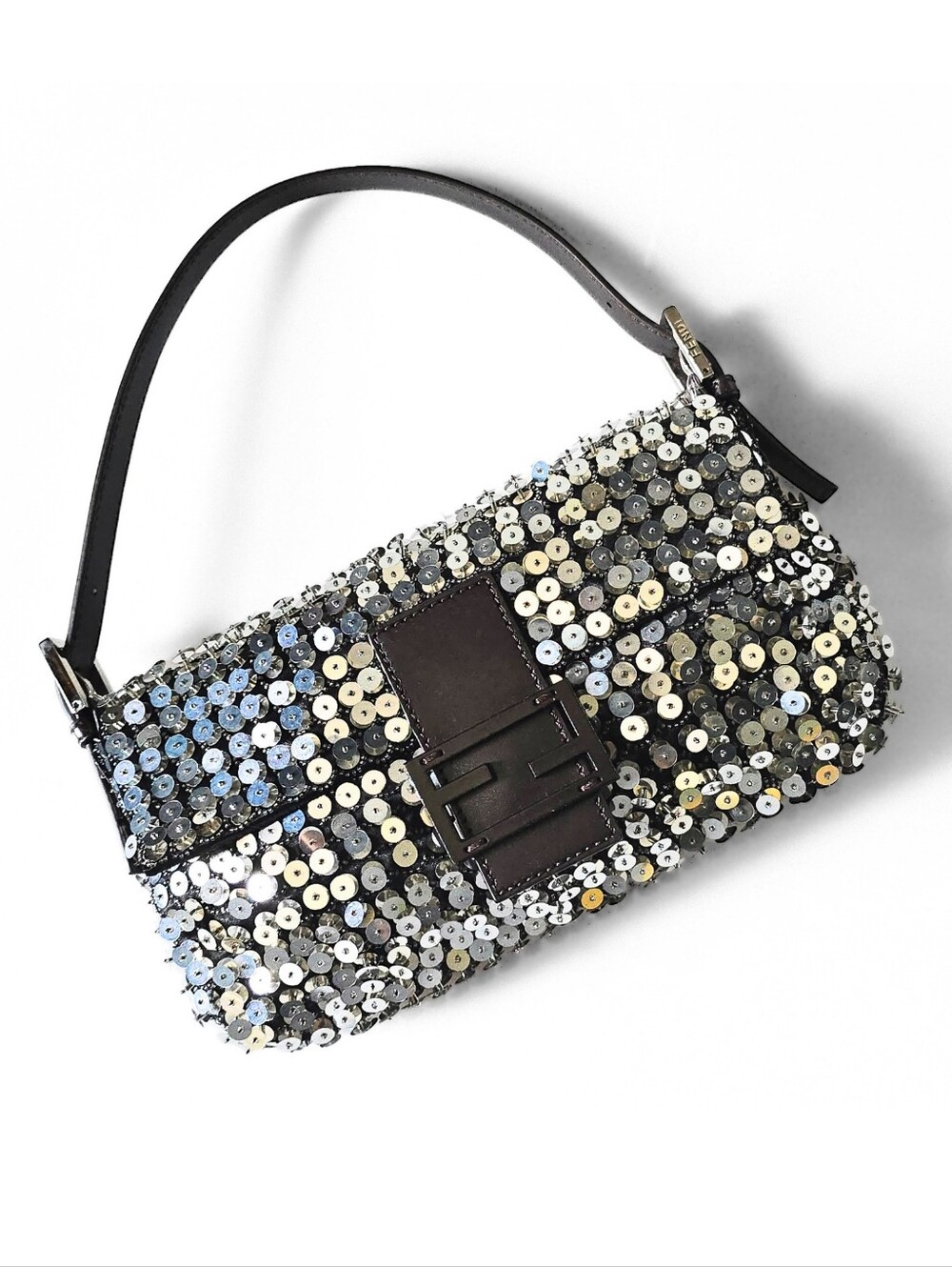 Fendi Baguette Silver 3D Sequins